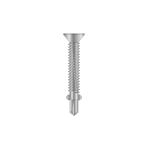 Countersunk Flat Head, Self Drilling Screw, Type CSD Thread, No.4 Point, With Wings, Shank Slot